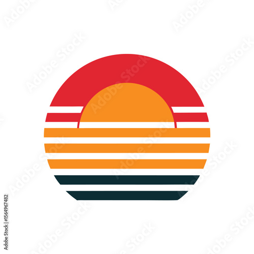 Retro Vintage Sunset on Mono Wave and Sunset Stripes