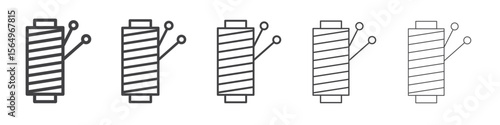 Knit yarn with needle icon Line graphics illustration symbol
