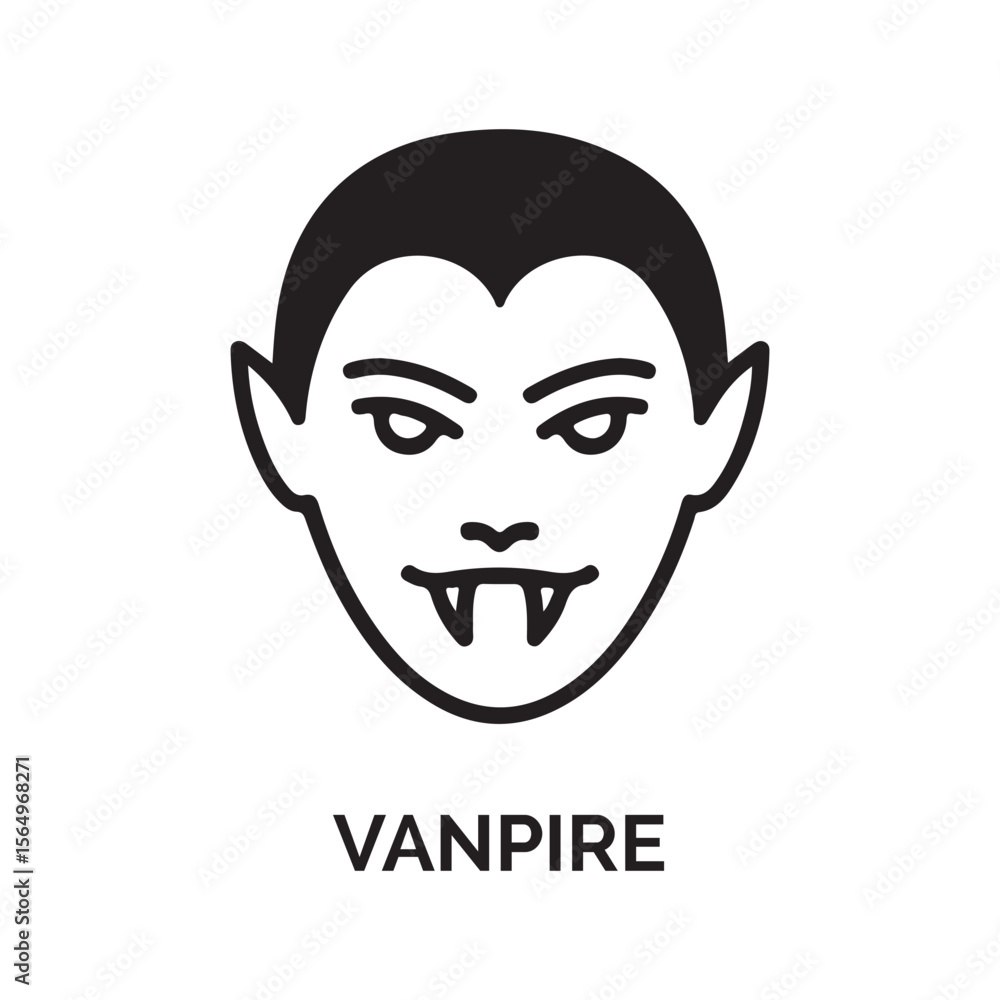 Black and White Vampire Icon Illustration vector Black and White Vampire Icon Illustration vector