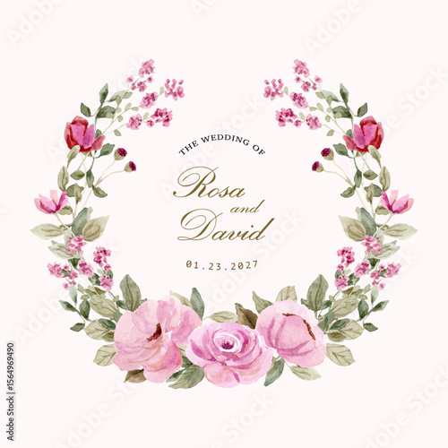 beautiful pink floral watercolor wreath