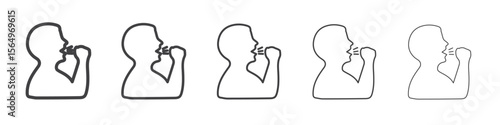 man coughs icon Line graphics illustration symbol