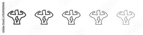 Man have strong muscles icon Line graphics illustration symbol