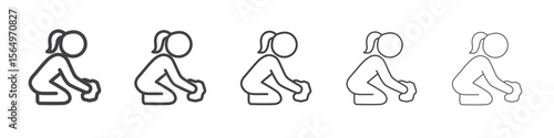 Mopping floors icon Line graphics illustration symbol