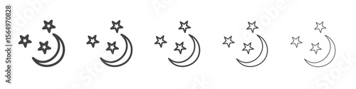 Moon and stars icon Line graphics illustration symbol