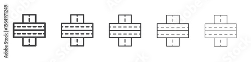 Multi level junction icon Line graphics illustration symbol