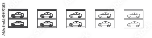 Multi Storey Parking icon Line graphics illustration symbol