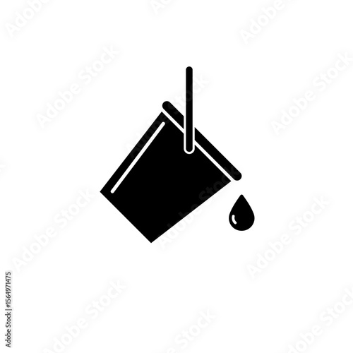 Paint Can and Ink Drop, Bucket Pouring Out Solid Flat Vector Icon Isolated on White Background.