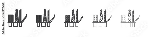Oil platform icon Line graphics illustration symbol