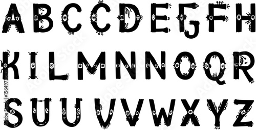 Ethnic font. Native american indian alphabet vector set
