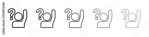 Person asking question icon Line graphics illustration symbol