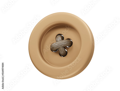 button with thread detailing icon 3d. Sewing button icon 3d rendering illustration