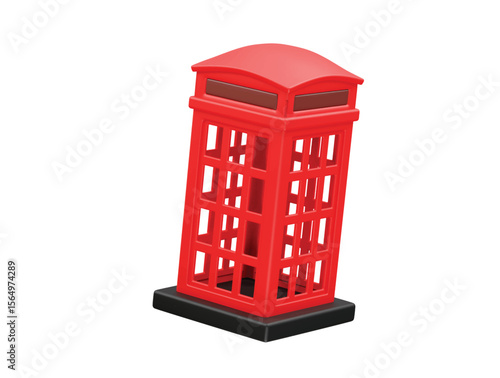 red telephone box icon 3d render illustration