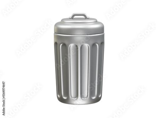 metal trash can with a lid and handle icon 3d. Trash bin recycle bin icon 3d illustration