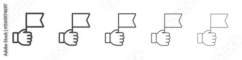 Protest banner in hand icon Line graphics illustration symbol
