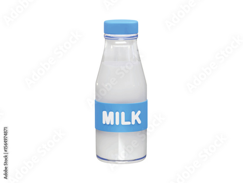 Milk bottle icon 3d rendering illustration