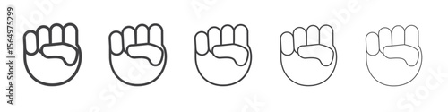 raised fists icon Line graphics illustration symbol