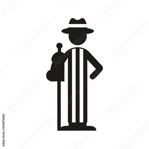 retro vintage vertical striped hiker silhouette vector