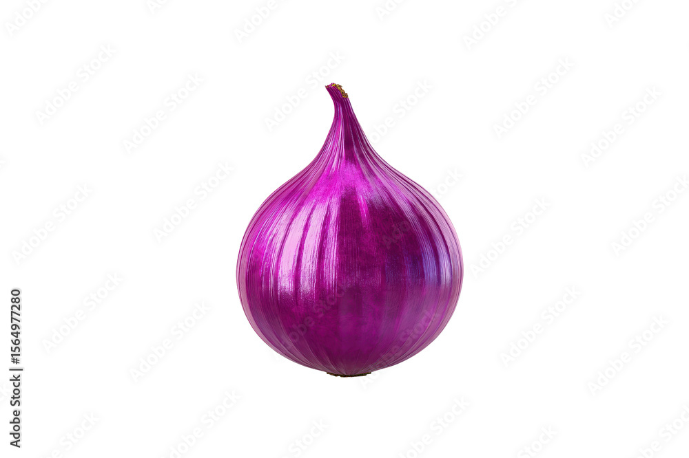 Fototapeta premium One Whole Red Onion With A Transparent Background Is Centered In The Frame Showing Its Texture And Unique Shape