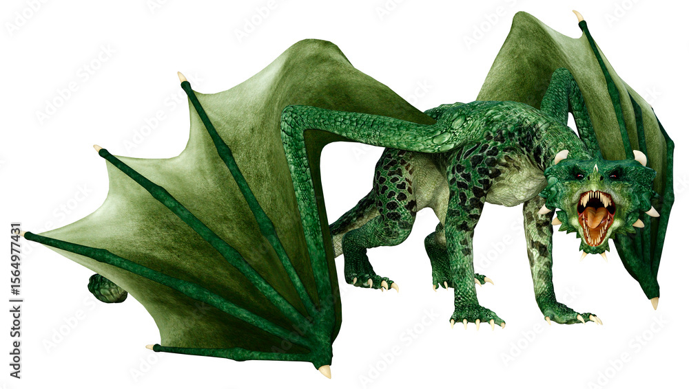 Fototapeta premium 3D Rendering Fairy Tale Dragon on White