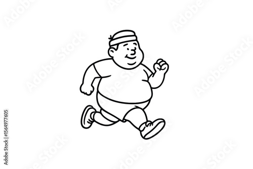 Hand drawn illustrations plus size individuals engaged in sport or fitness activities
