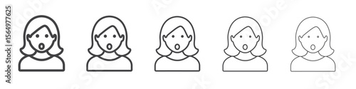 Shocked Girl icon Line graphics illustration symbol