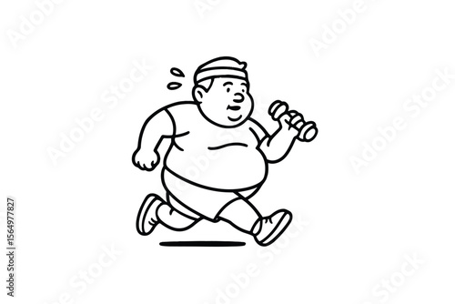 Hand drawn illustrations plus size individuals engaged in sport or fitness activities