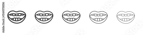 smile with teeth icon Line graphics illustration symbol