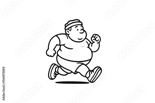 Hand drawn illustrations plus size individuals engaged in sport or fitness activities
