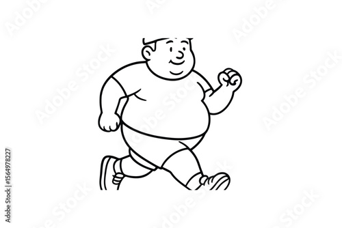 Hand drawn illustrations plus size individuals engaged in sport or fitness activities