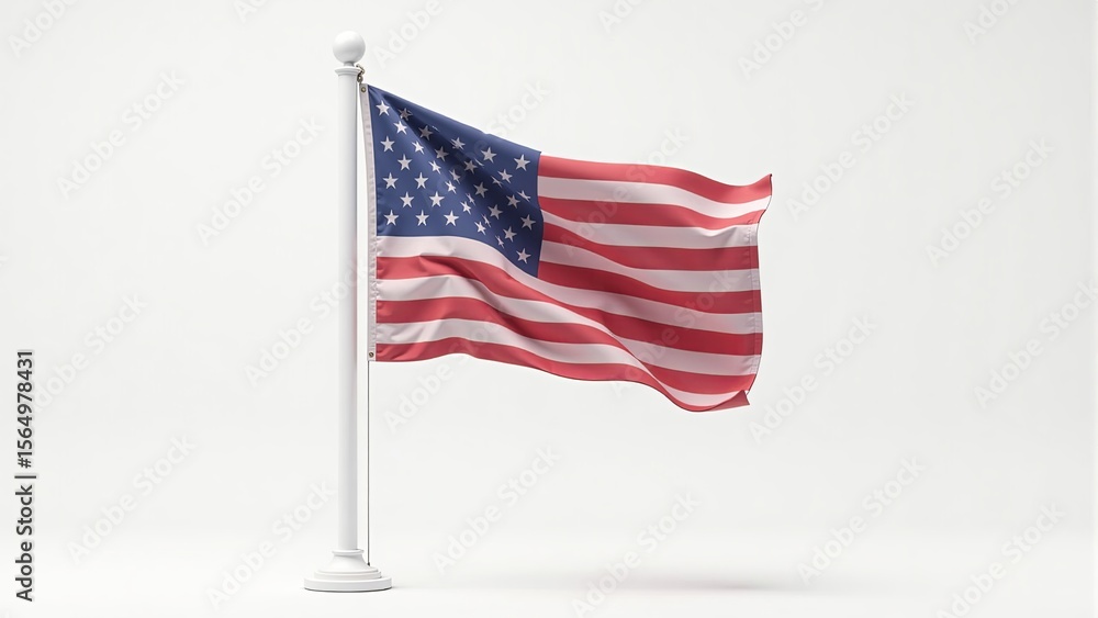 Waving American Flag on a White Background Waving American Flag on a White Background