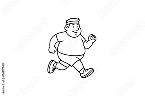 Hand drawn illustrations plus size individuals engaged in sport or fitness activities