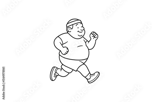Hand drawn illustrations plus size individuals engaged in sport or fitness activities