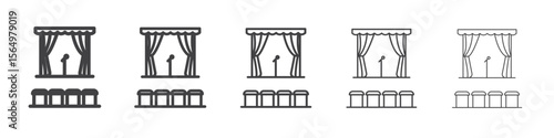 Stand up and theater show icon Line graphics illustration symbol
