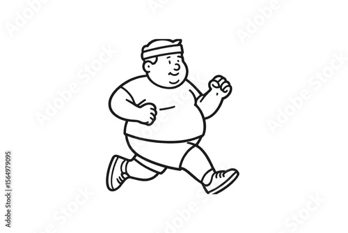 Hand drawn illustrations plus size individuals engaged in sport or fitness activities