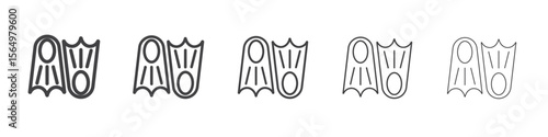 Swimming flippers icon Line graphics illustration symbol