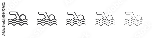 swimming icon Line graphics illustration symbol
