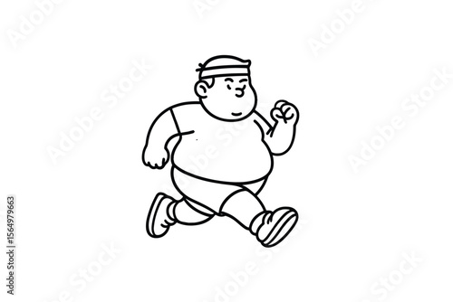 Hand drawn illustrations plus size individuals engaged in sport or fitness activities