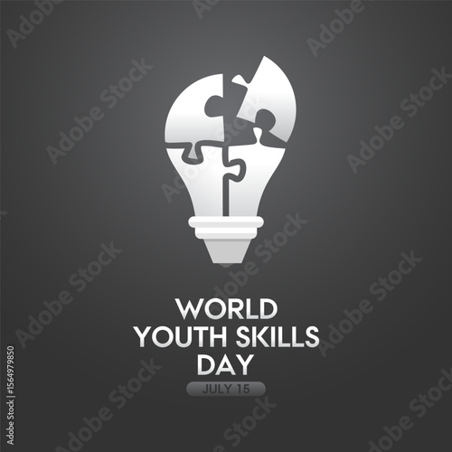 Flat minimalist design showing a puzzle-shaped light bulb, representing innovation, learning, and youth empowerment. Ideal for educational events, awareness campaigns, and training-themed visuals.