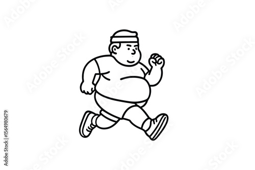 Hand drawn illustrations plus size individuals engaged in sport or fitness activities
