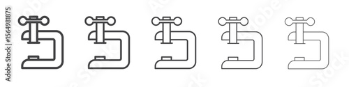 Vice clamp icon Line graphics illustration symbol