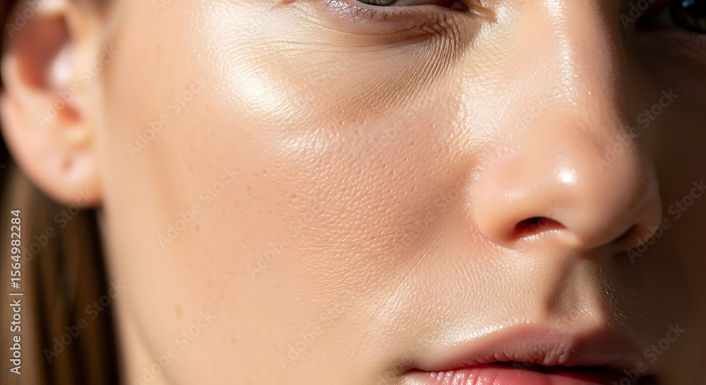Fototapeta premium Radiant Skin: A Close-Up Portrait of Natural Beauty