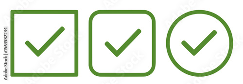 Tick Mark with Checkbox Icon Green Checkmark Symbol for App, UI, and Website Use