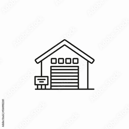 industrial warehouse building icon sign vector