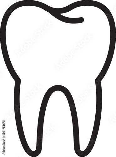 Simple black and white outline drawing of a molar tooth dental hygiene
