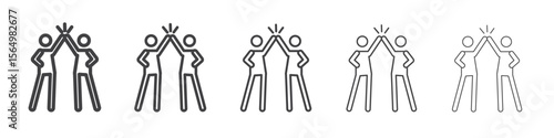 Win-win business deal icon Line graphics illustration symbol