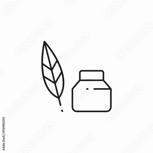 quill and inkwell icon sign vector