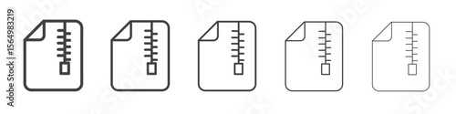 Zipped file icon Line graphics illustration symbol