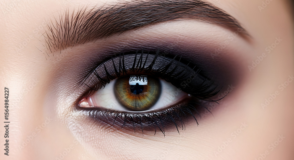 Fototapeta premium Dramatic Eye Makeup: Smoky Glamour Close-Up