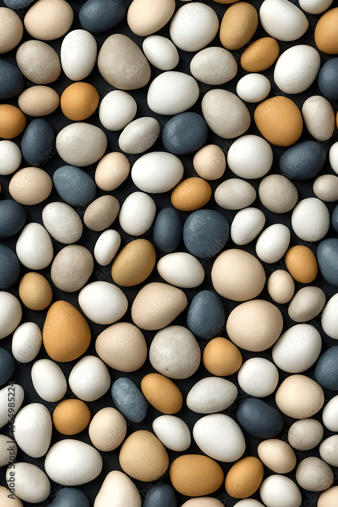 Fototapeta premium The artwork features a soft, matte texture of pebbles in various colors, creating an artistic and abstract mosaic-like appearance.