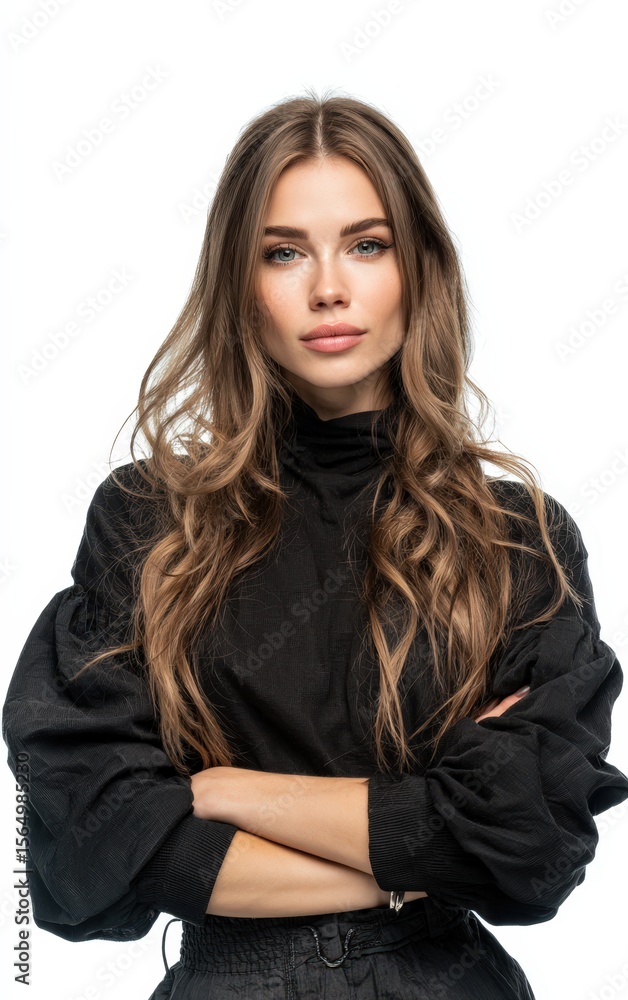 Stylish woman portrait. Confident, elegant look. Ideal for fashion, beauty, and advertising. Perfect for websites, magazines, and social media. Stylish woman portrait. Confident, elegant look. Ideal for fashion, beauty, and advertising. Perfect for websites, magazines, and social media.
